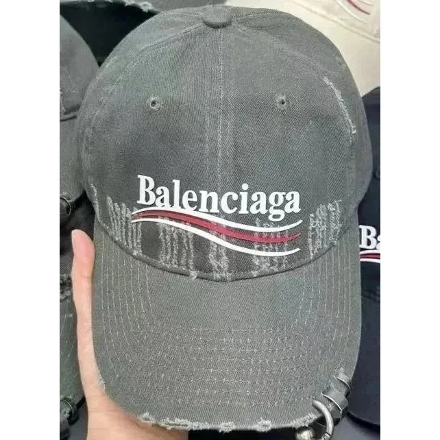 Balenciaga Balenciaga Vintage Grey Distressed Baseball Cap Grey