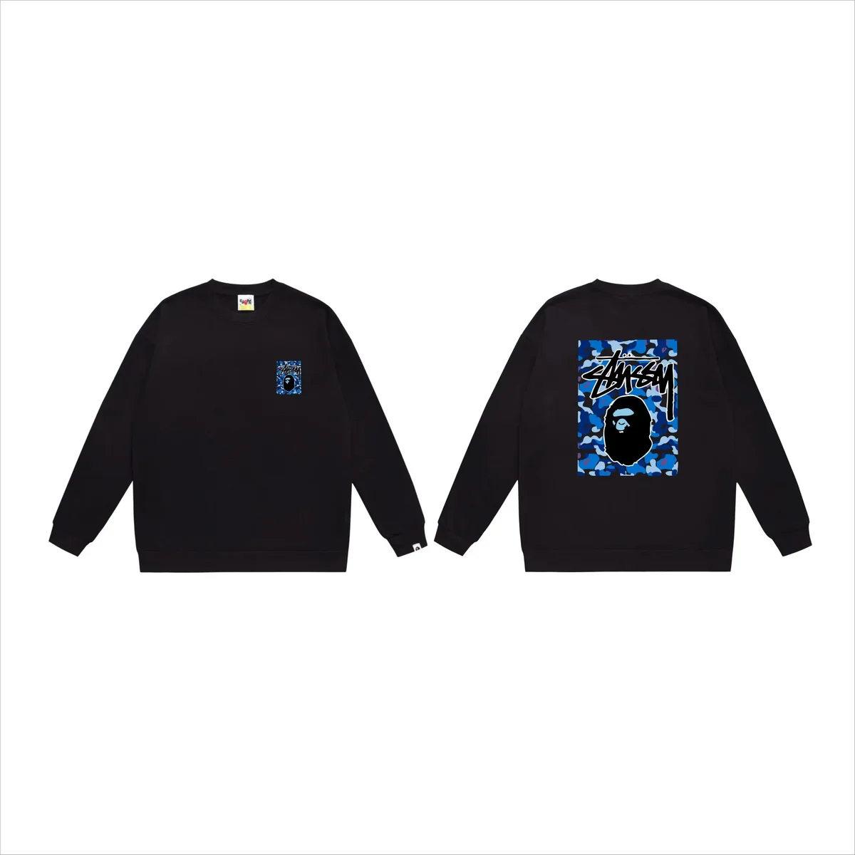 A Bathing Ape A Bathing Ape BAPE STA Black Blue Camo Crewneck Sweatshirt Black - 1