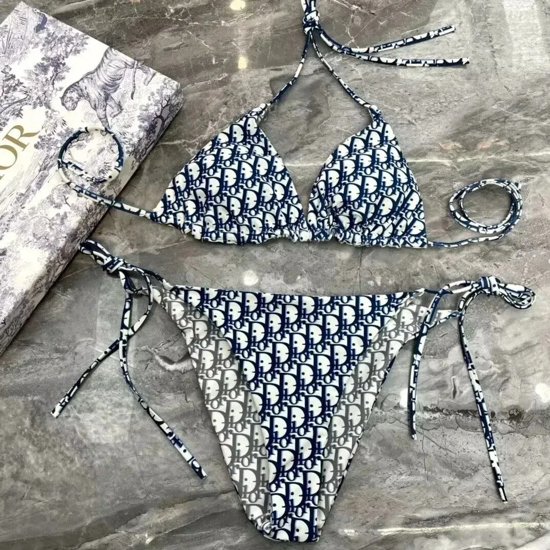 Dior Dior Oblique Navy/White Bikini Set Navy