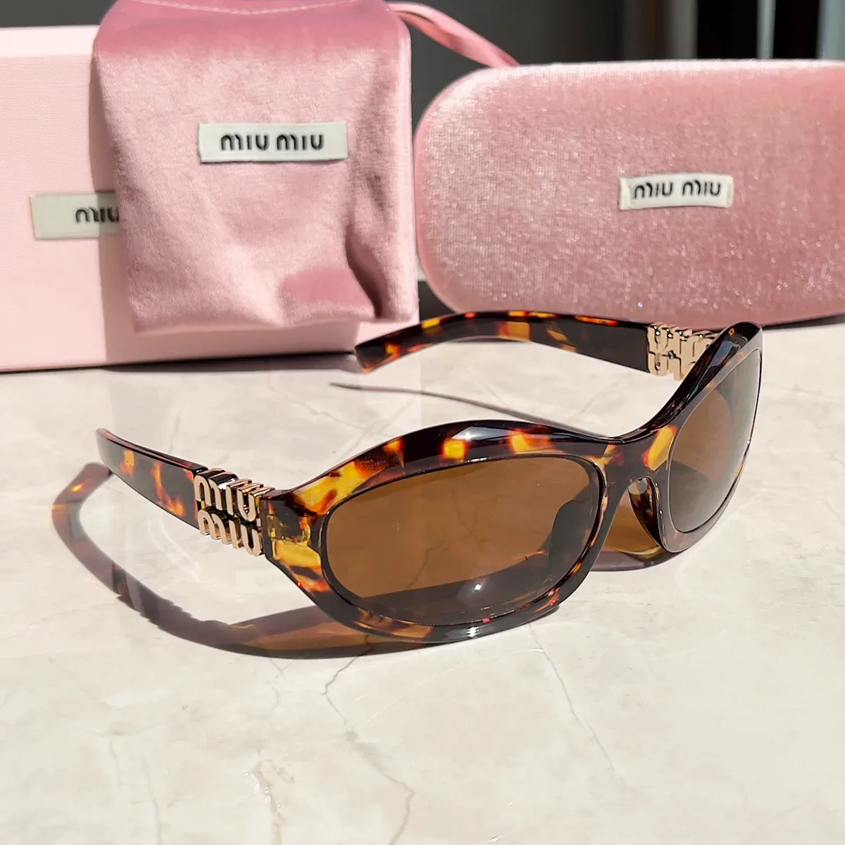 Miu Miu Miu Miu Tortoise Shell Sunglasses Brown - 1