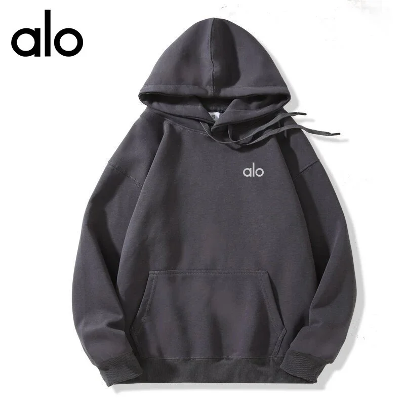 Alo Yoga Alo Hoodie Iron Grey Print Unisex Sweatshirt Grey - 1