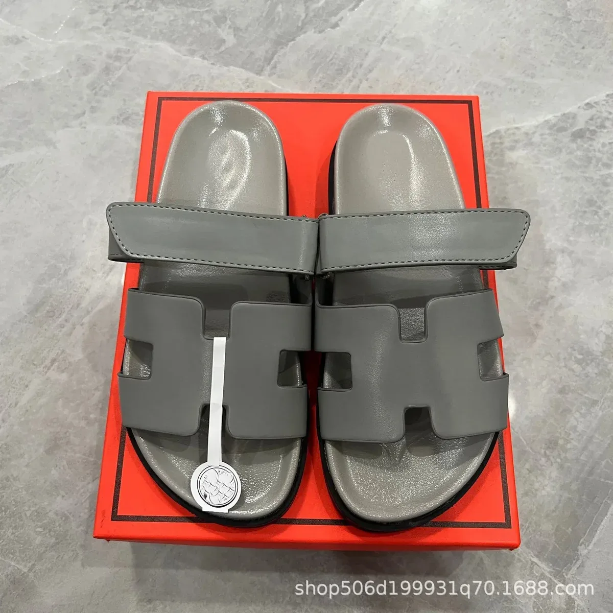 Hermès Hermès Hermès H Grey Slide Sandals Grey