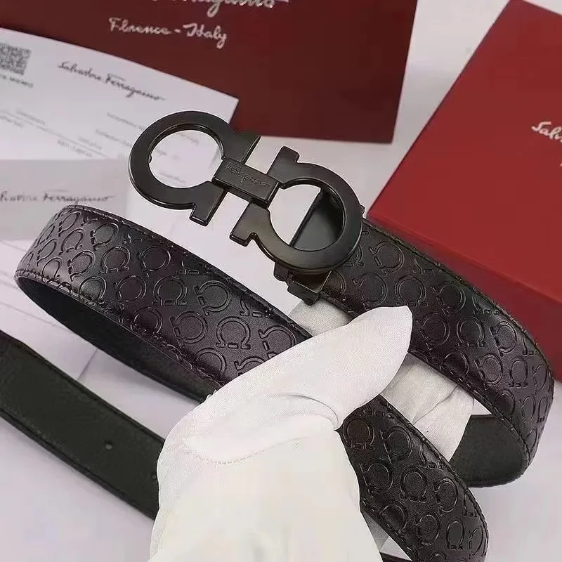 Salvatore Ferragamo Salvatore Ferragamo Gancini Leather Belt Black Black - 1