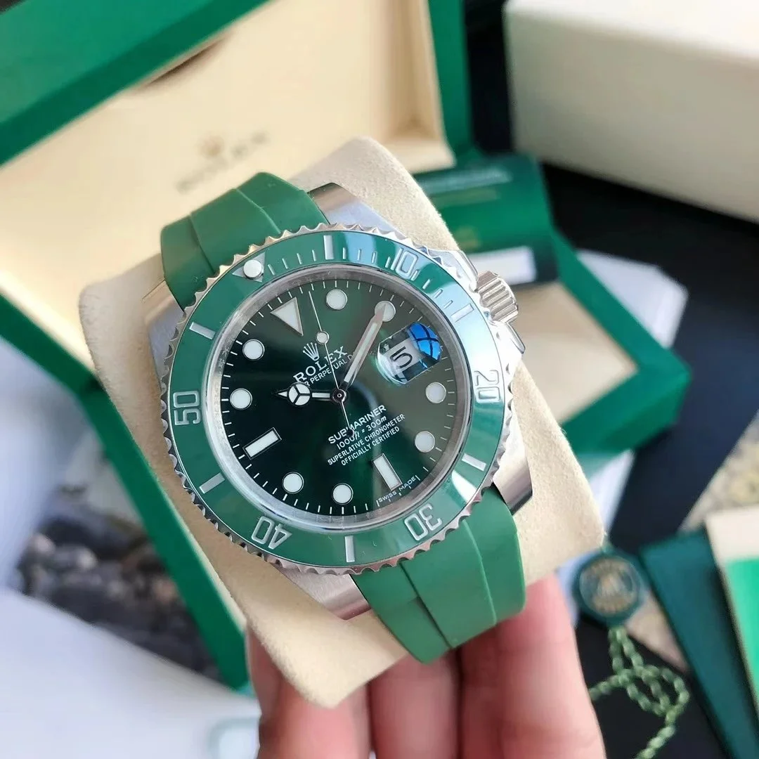 Rolex Rolex Submariner Green Dial Green Rubber Watch Green - 1