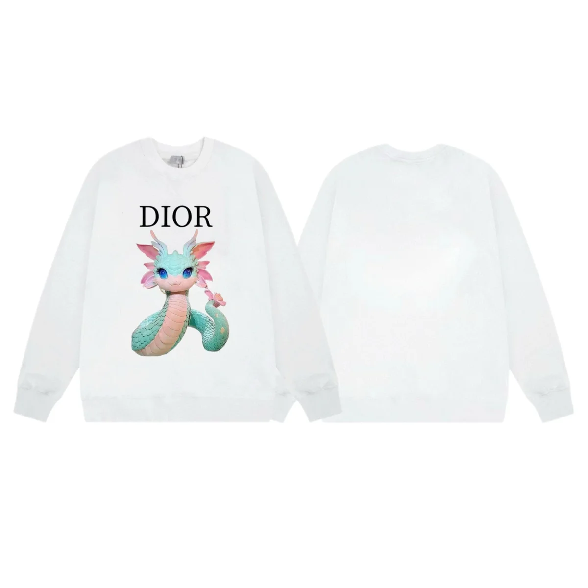 Dior Dior White Dragon Print Crewneck Sweatshirt White - 1