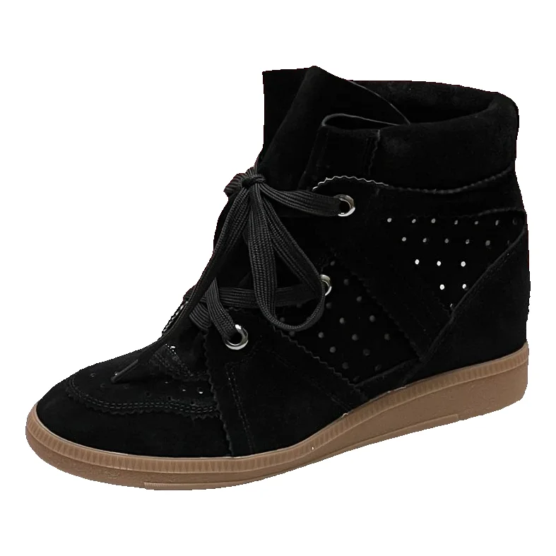 Other Black Suede Lace-Up Sneakers with Perforated Details Black - 1