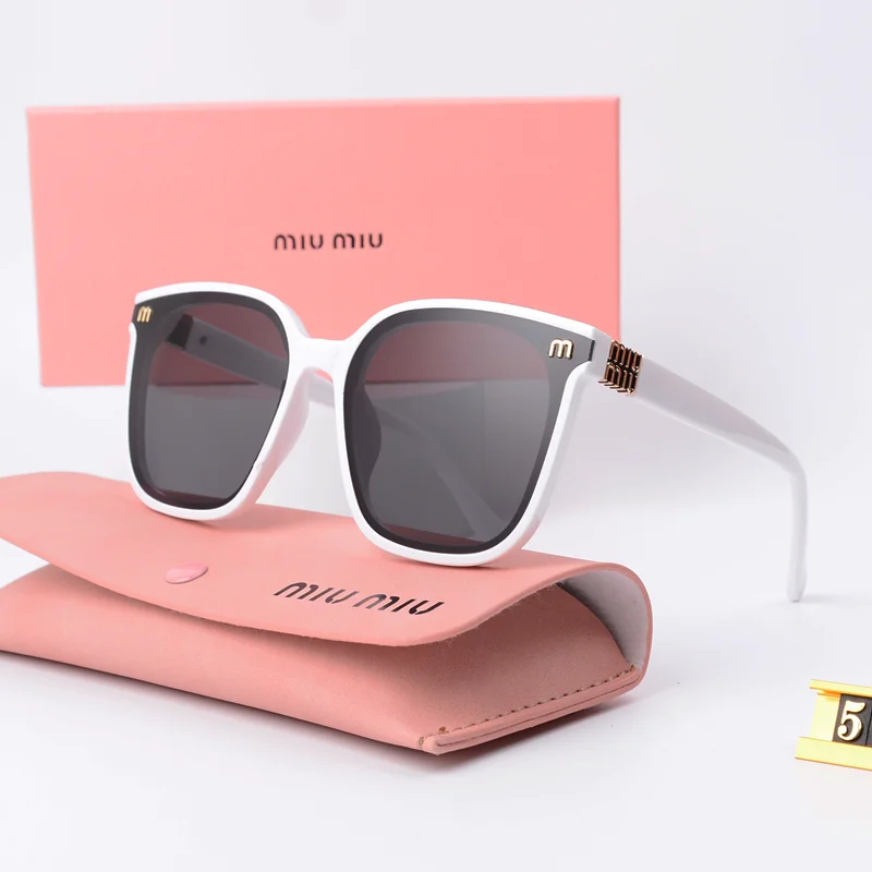 Miu Miu Miu Miu White Frame Black Lens Sunglasses White - 1