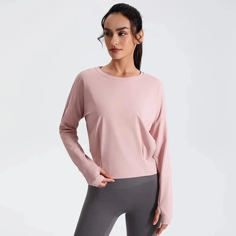Other Pink Solid Long Sleeve Top Women's T-Shirt Pink - 1