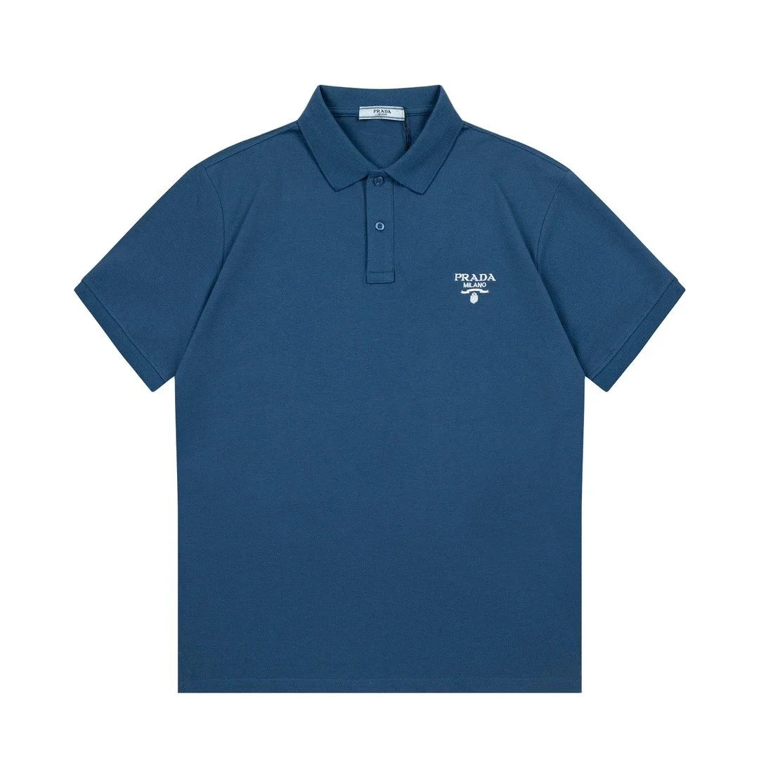 Prada Prada Blue Polo Shirt with Embroidered Logo Blue - 1