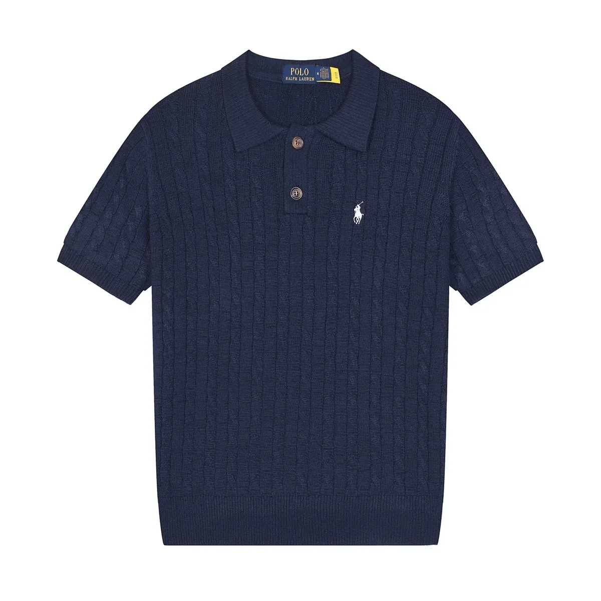 Polo Ralph Lauren Polo Ralph Lauren Classic Logo Cable Knit Polo Shirt Navy Navy - 1