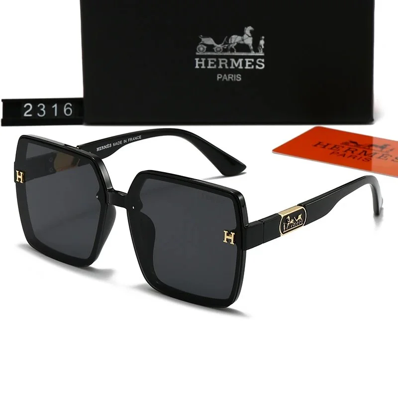 Hermès Hermès Classic Logo Square Sunglasses Black Black