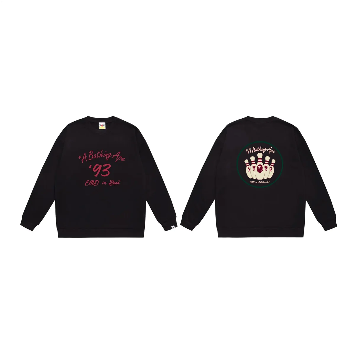 A Bathing Ape A Bathing Ape '93 EMD. in Bene Crewneck Sweatshirt Black Black - 1