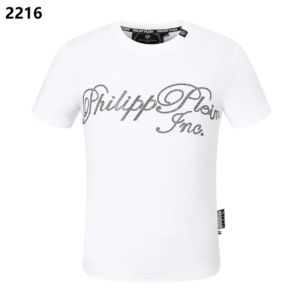 Philipp Plein Philipp Plein Plein White Rhinestone Logo T-Shirt White - 1