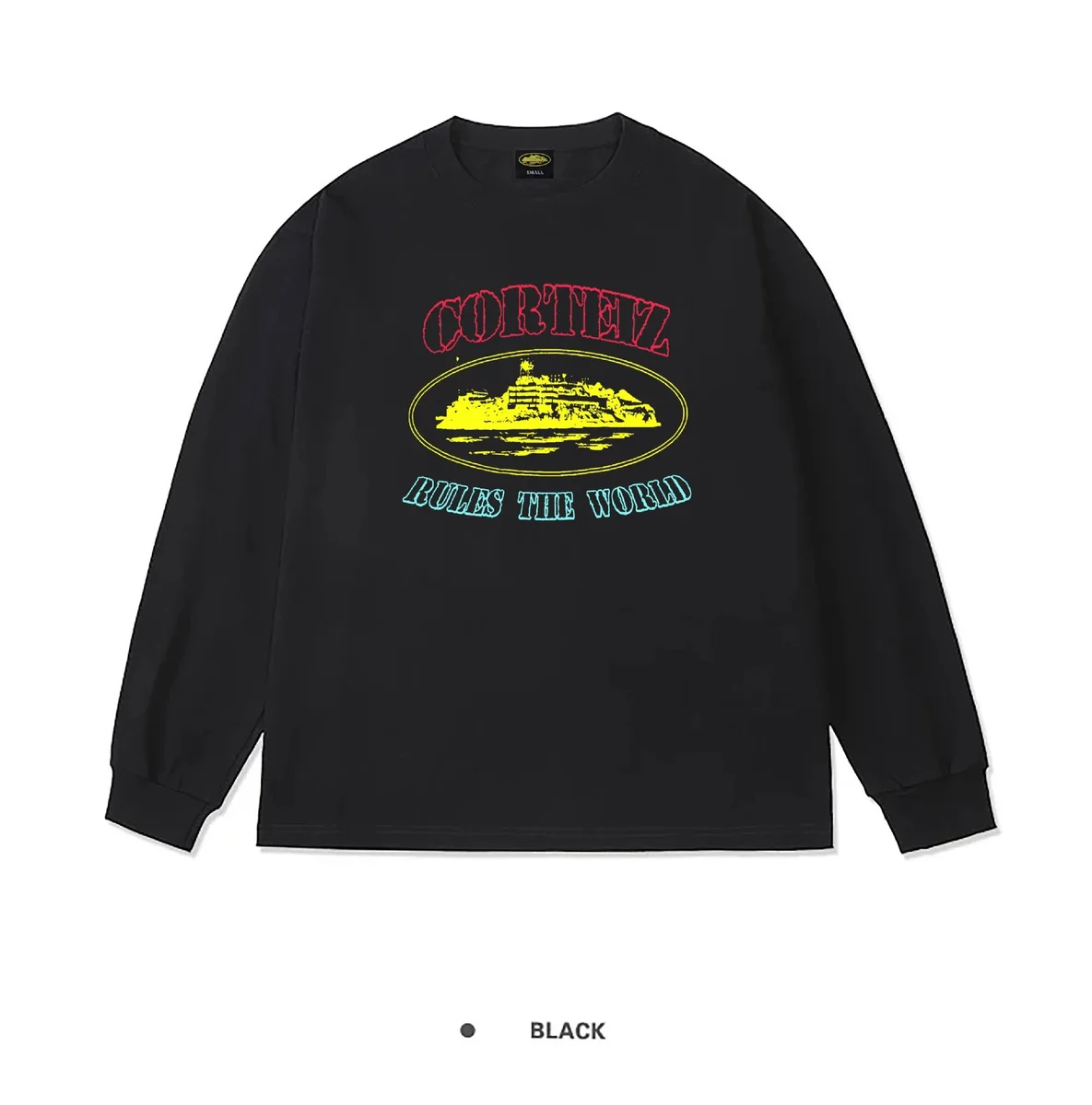 Corteiz Cortez Rules the World Black Long Sleeve T-Shirt Black - 1
