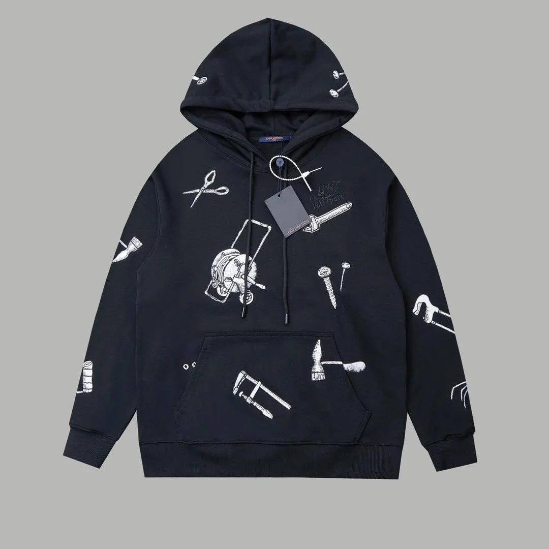Louis Vuitton Louis Vuitton Black/White Tool Print Hoodie Black