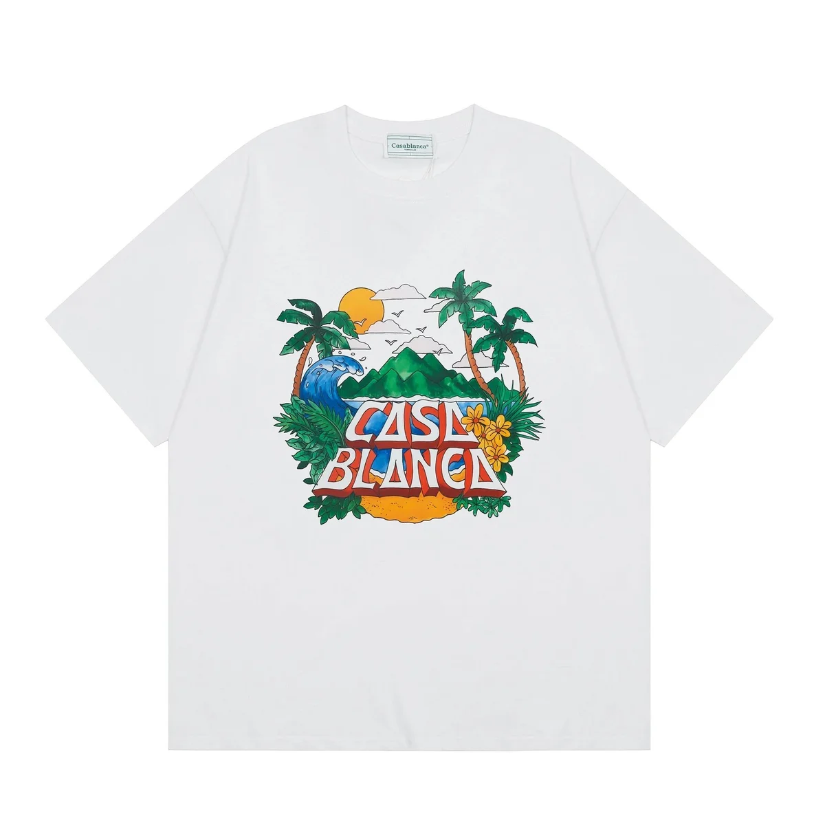 Other Casa Blanca White Tropical Print T-Shirt White - 1