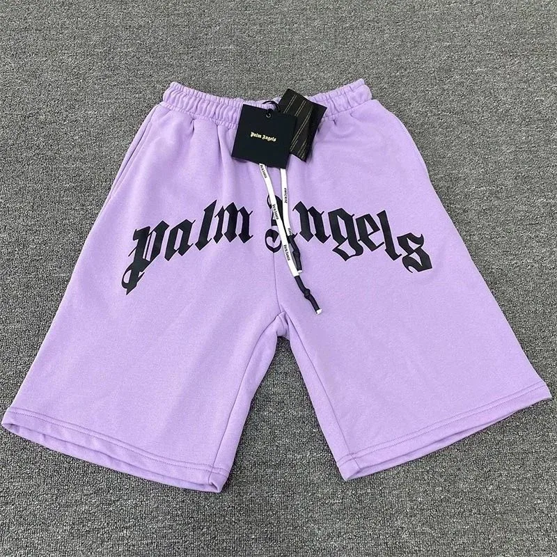 Palm Angels Palm Angels Lavender Logo Print Shorts Purple - 1