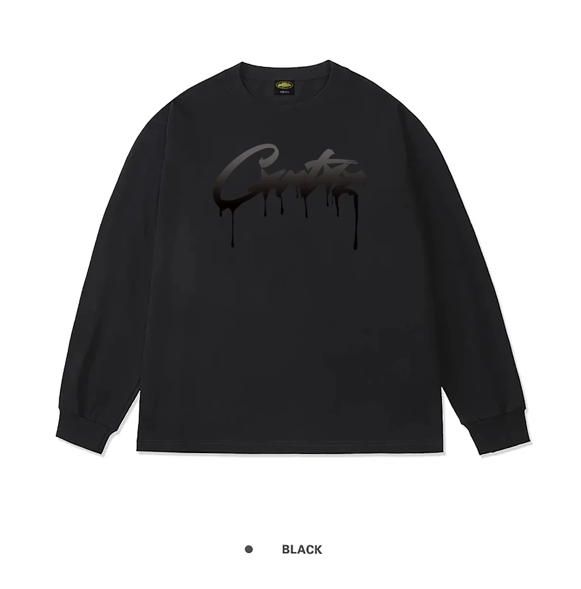 Other Unisex Black 'Crit' Script Long Sleeve T-Shirt Black - 1