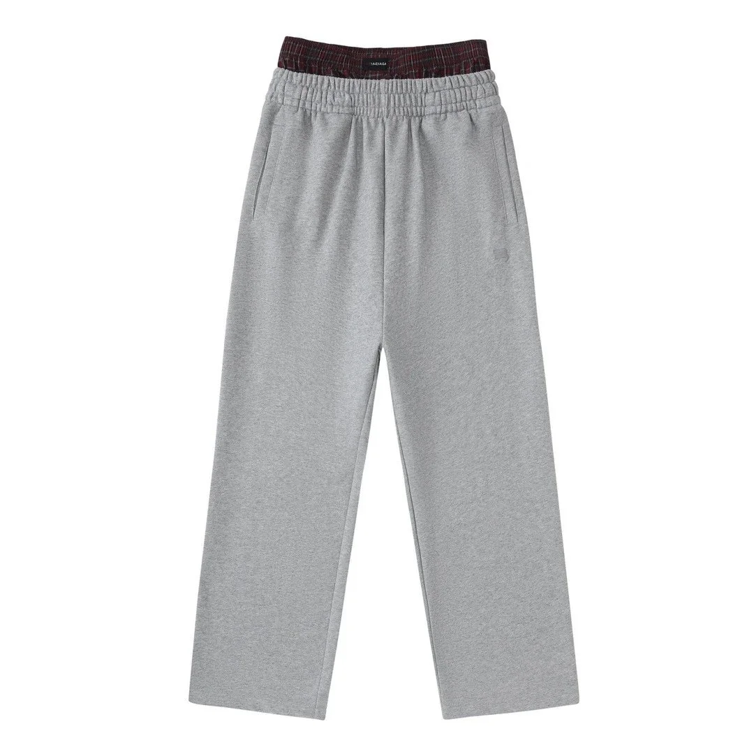 Other Light Grey Cotton Sweatpants with Plaid Waistband Grey - 1