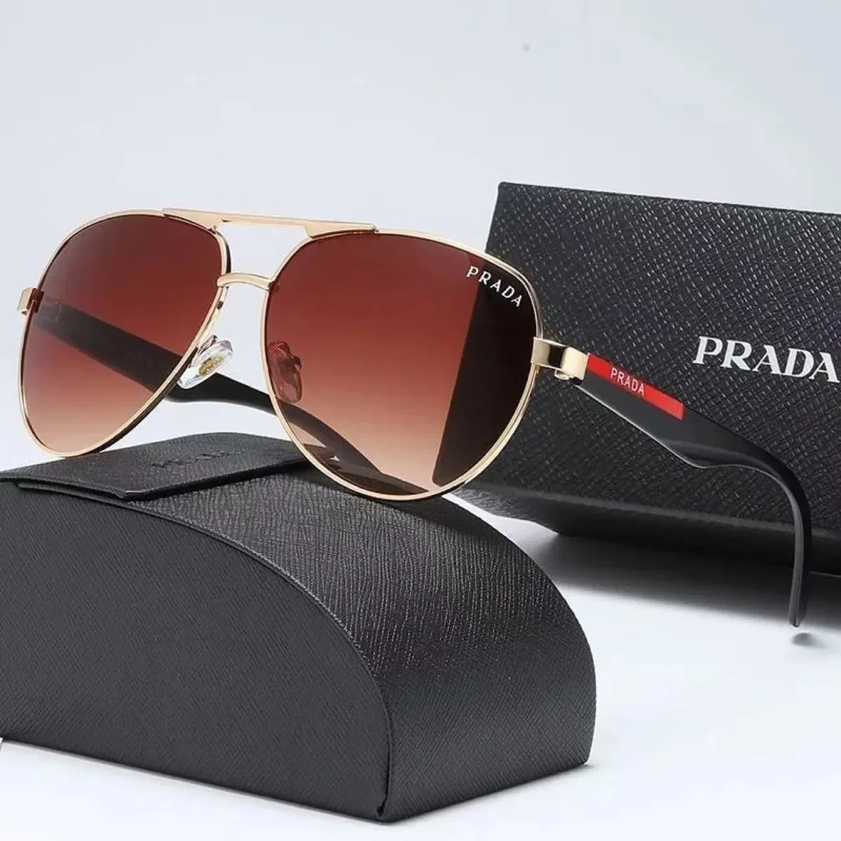Prada Prada P Gold Frame Brown Gradient Sunglasses Gold - 1