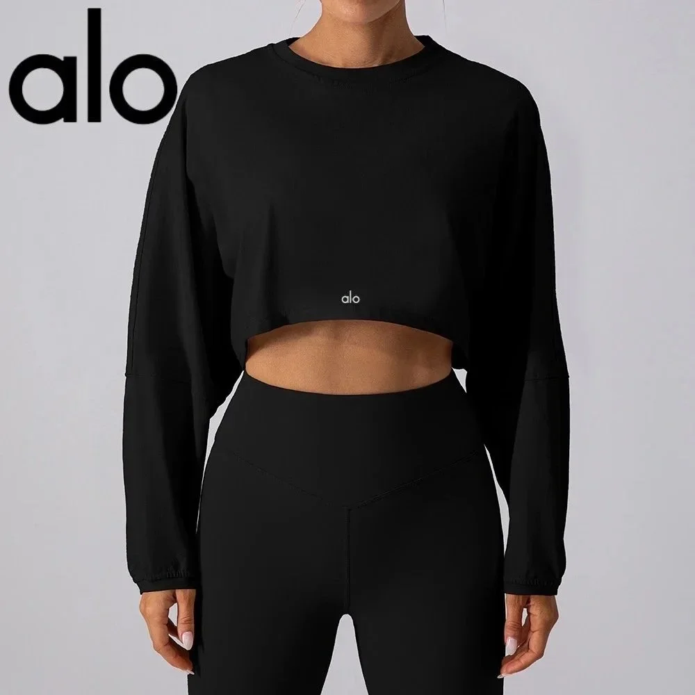 Alo Yoga Alo Black Crop Top Long Sleeve Black - 1