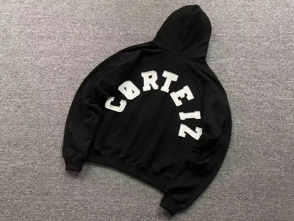 Corteiz Corteiz Black/White Logo Hoodie Black