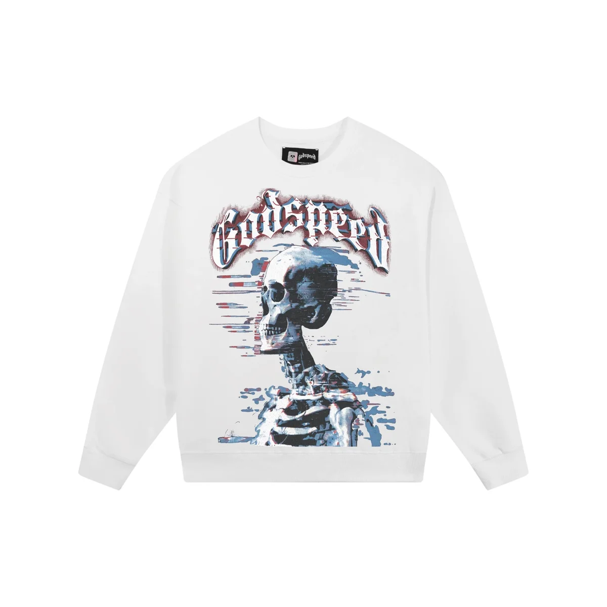 Godspeed Godspeed White Skull Print Crewneck Sweatshirt White - 1