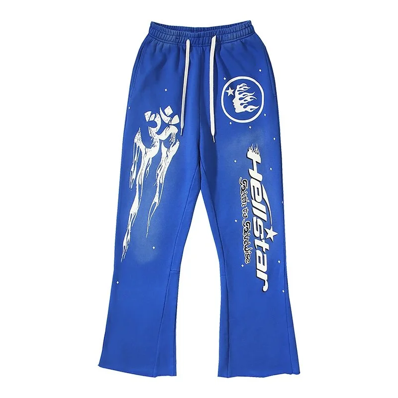 Hellstar Hellstar Studios Blue Flame Print Sweatpants Blue - 1