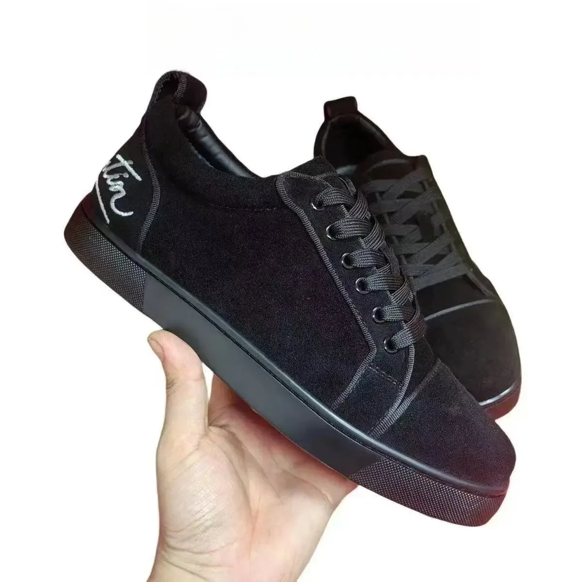 Christian Louboutin Christian Louboutin Loubi Black Suede Sneakers Black - 1