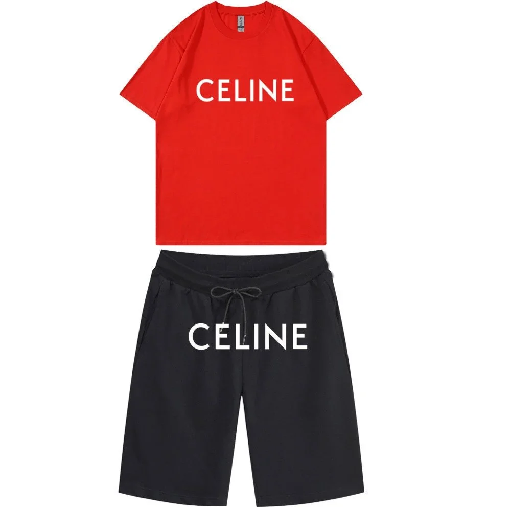 Celine Celine Classic Logo Red/Black Co-ord Set Red