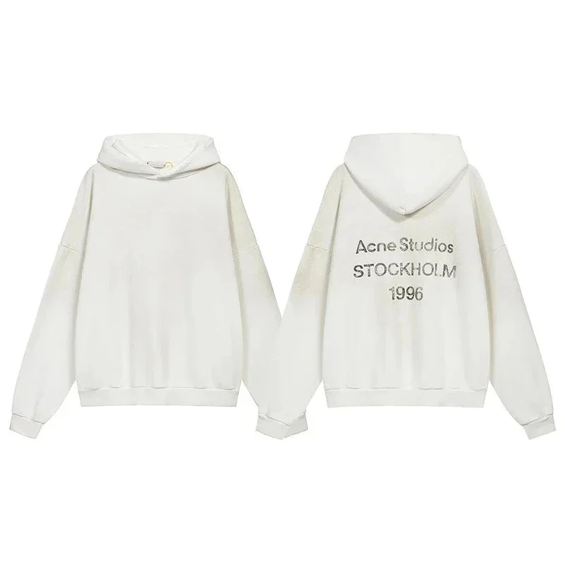Acne Studios Acne Studios Distressed White Hoodie White