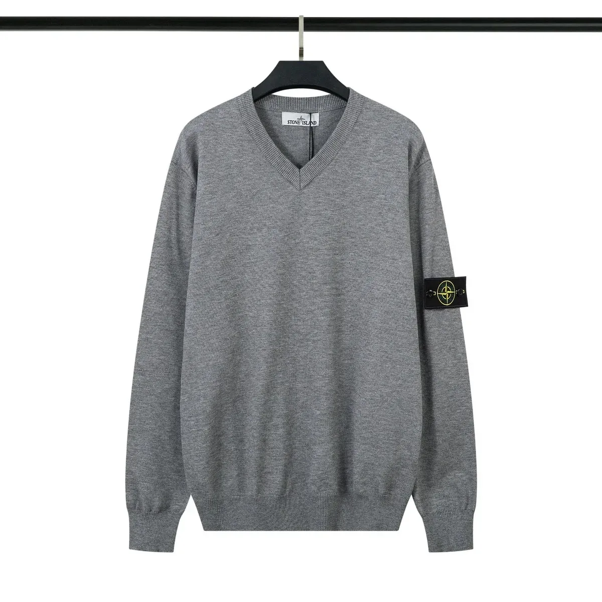 Stone Island Stone Island Heather Grey V-Neck Sweater Grey