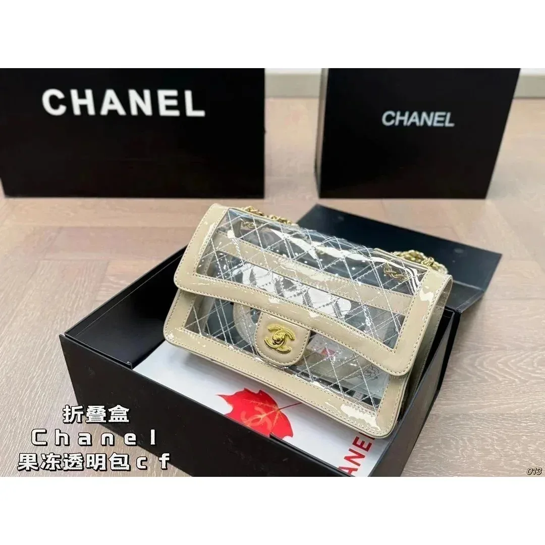 Chanel Chanel Classic Flap Beige Transparent Handbag Beige