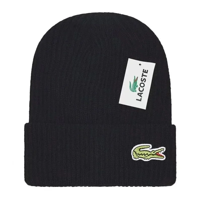 Lacoste Lacoste Black Crocodile Beanie Hat Black