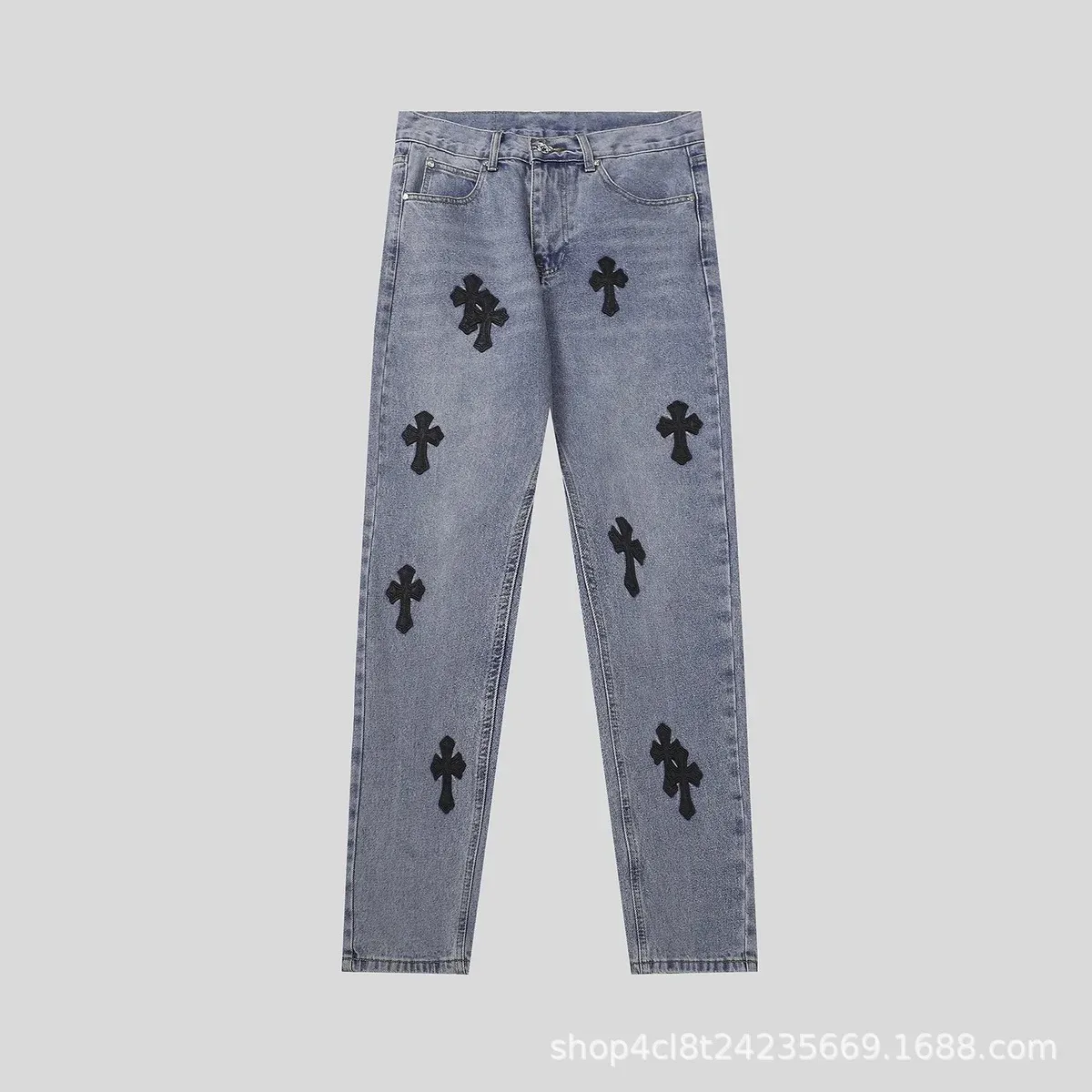 Chrome Hearts Chrome Hearts CH Cross Light Wash Black Cross Jeans Blue