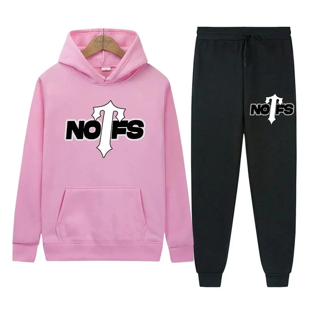 NOFS NOFS Pink 'NOFS' Hoodie & Black Joggers Set Pink - 1