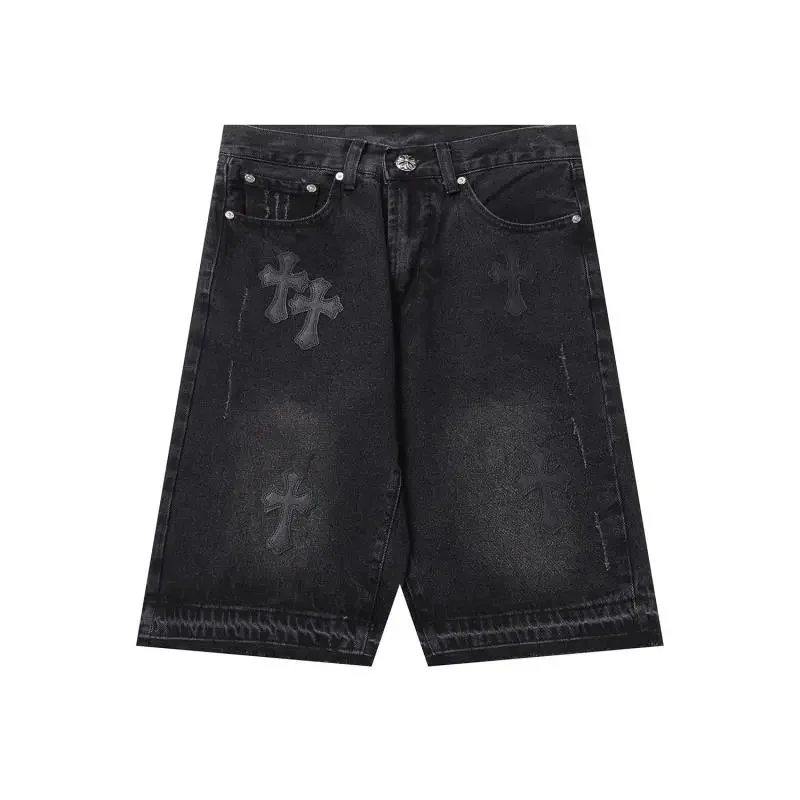 Chrome Hearts Chrome Hearts Cross Embroidered Denim Shorts Black Black - 1