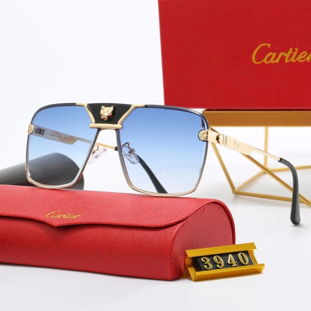 Cartier Cartier Soleil Blanc Panther Sunglasses Blue Gradient Blue - 1