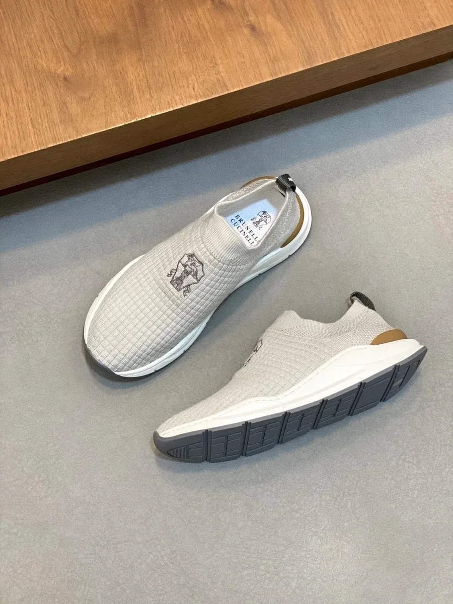 Other Brunello Cucinelli Leather Knit Sneakers Beige Beige - 1
