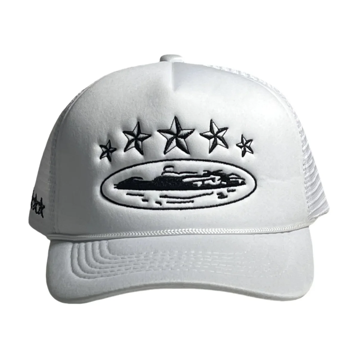 Other White Embroidered Yacht Trucker Hat Headwear White - 1