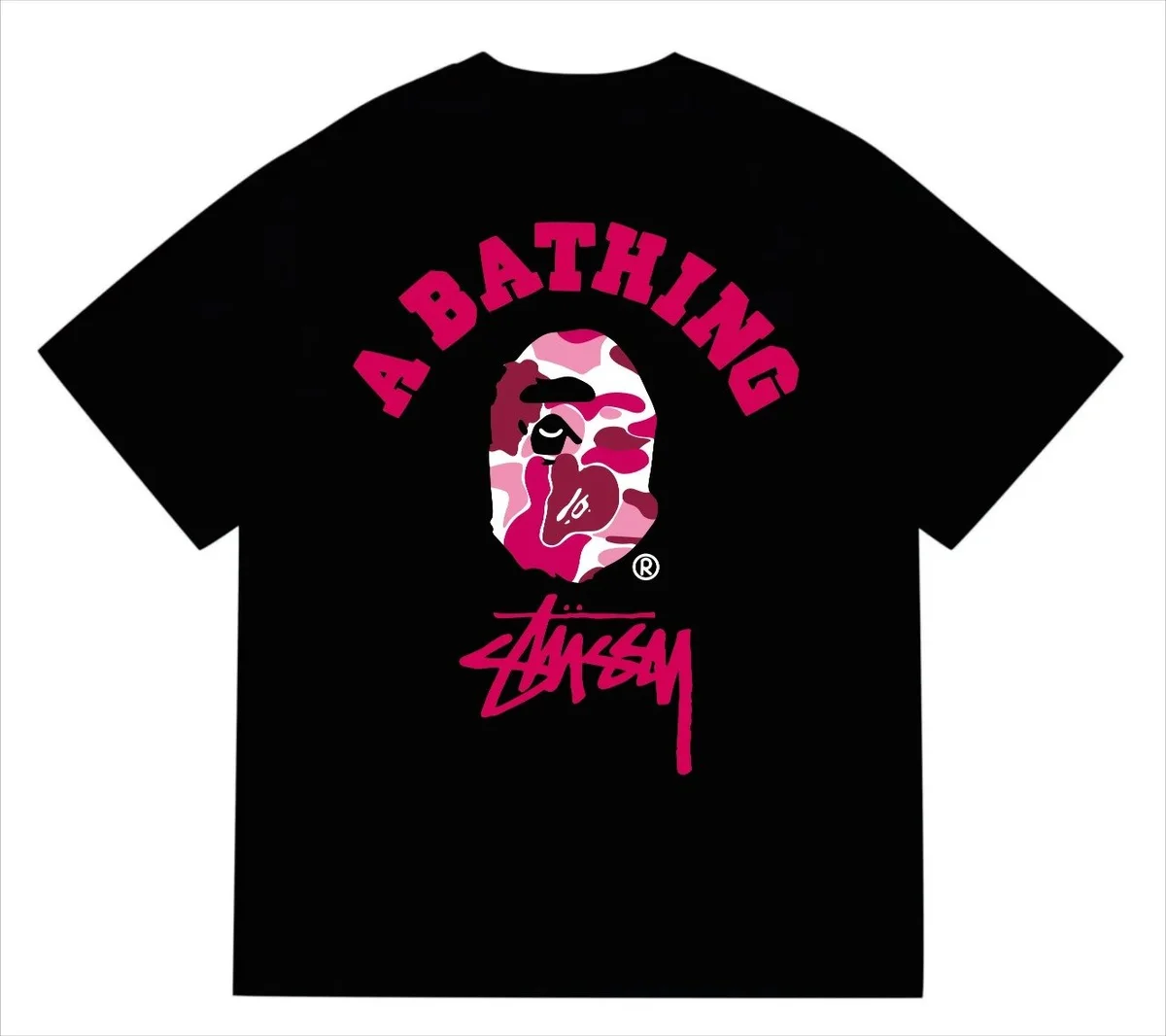 A Bathing Ape A Bathing Ape BAPE STA Pink Camo T-Shirt Black - 1