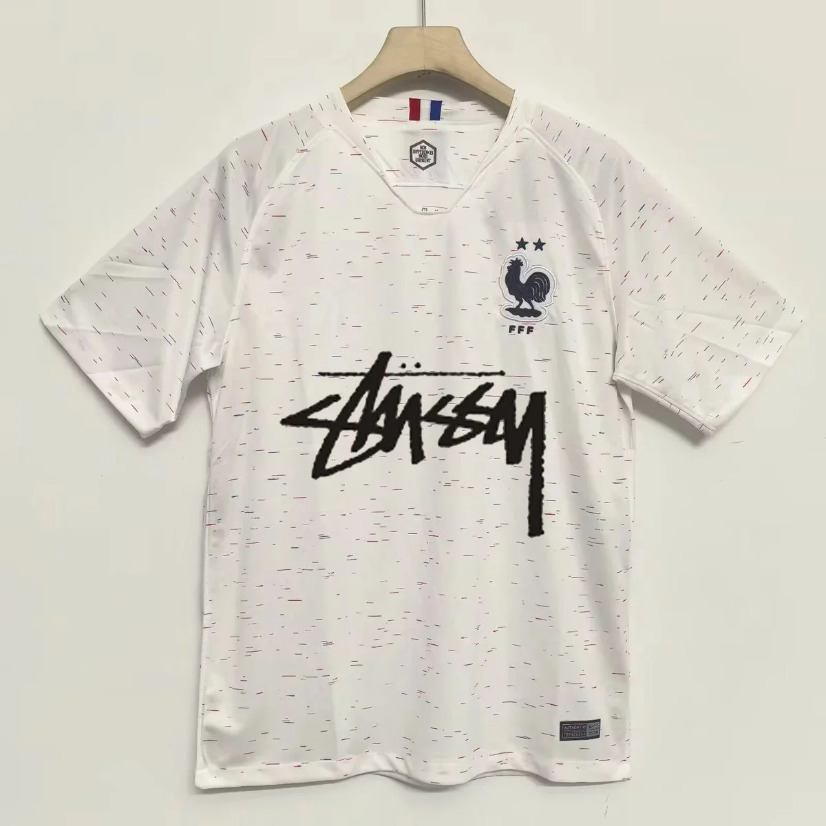 Stussy Stussy White Speckled French Football Jersey White - 1