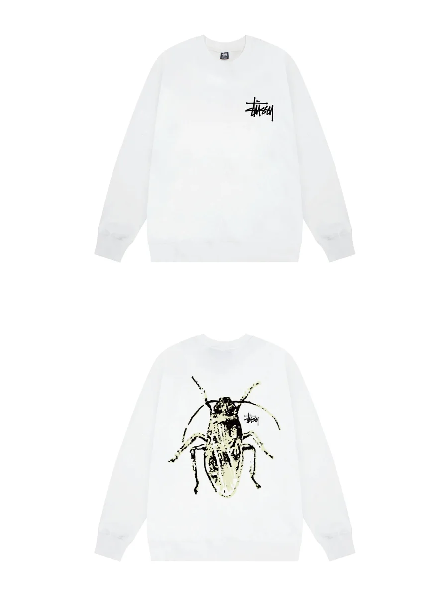 Stussy Stussy Stüssy Beetle Print Crewneck Sweatshirt White White - 1