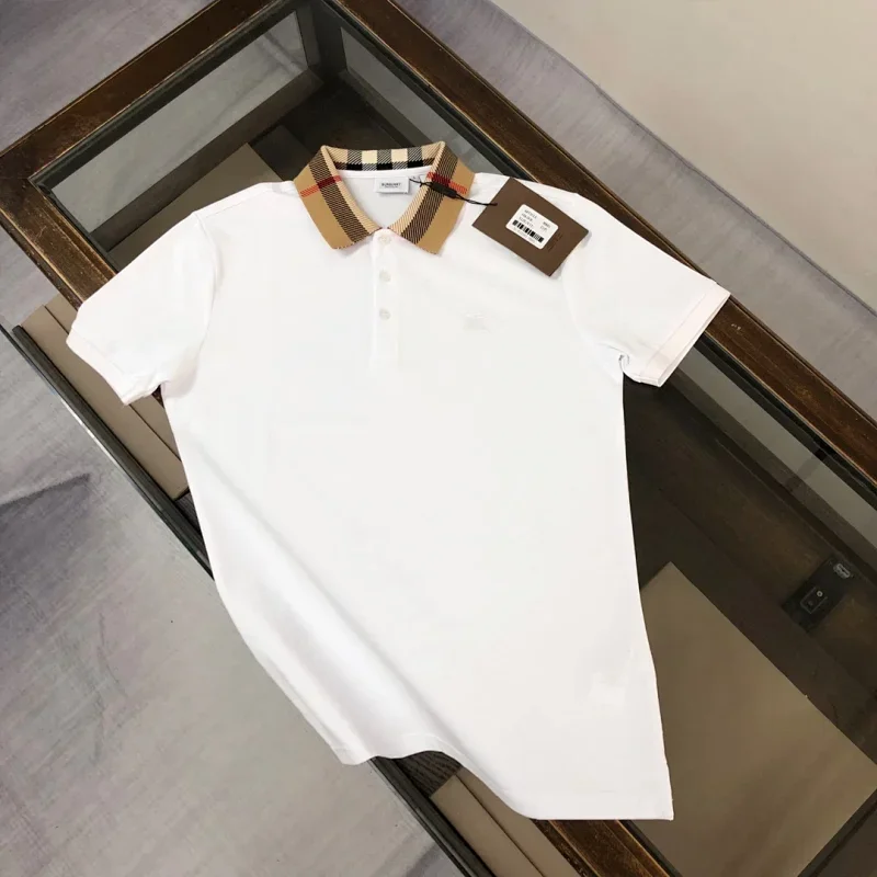 Burberry White Polo with Check Collar