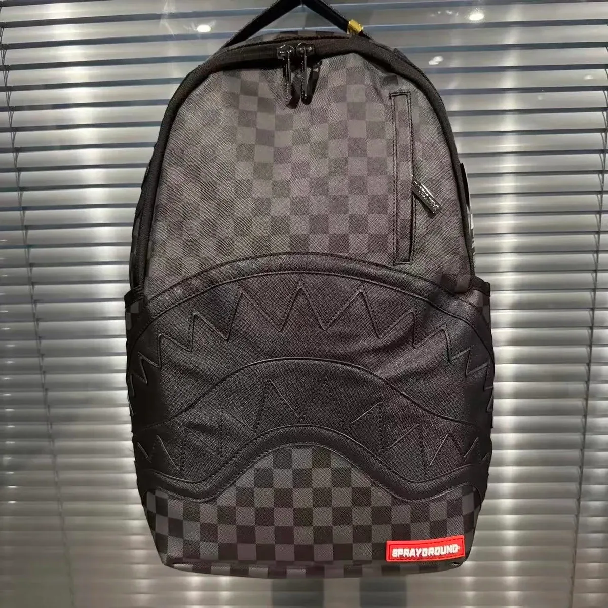 Sprayground Sprayground Checkerboard Shark Backpack Black/Charcoal Black - 1