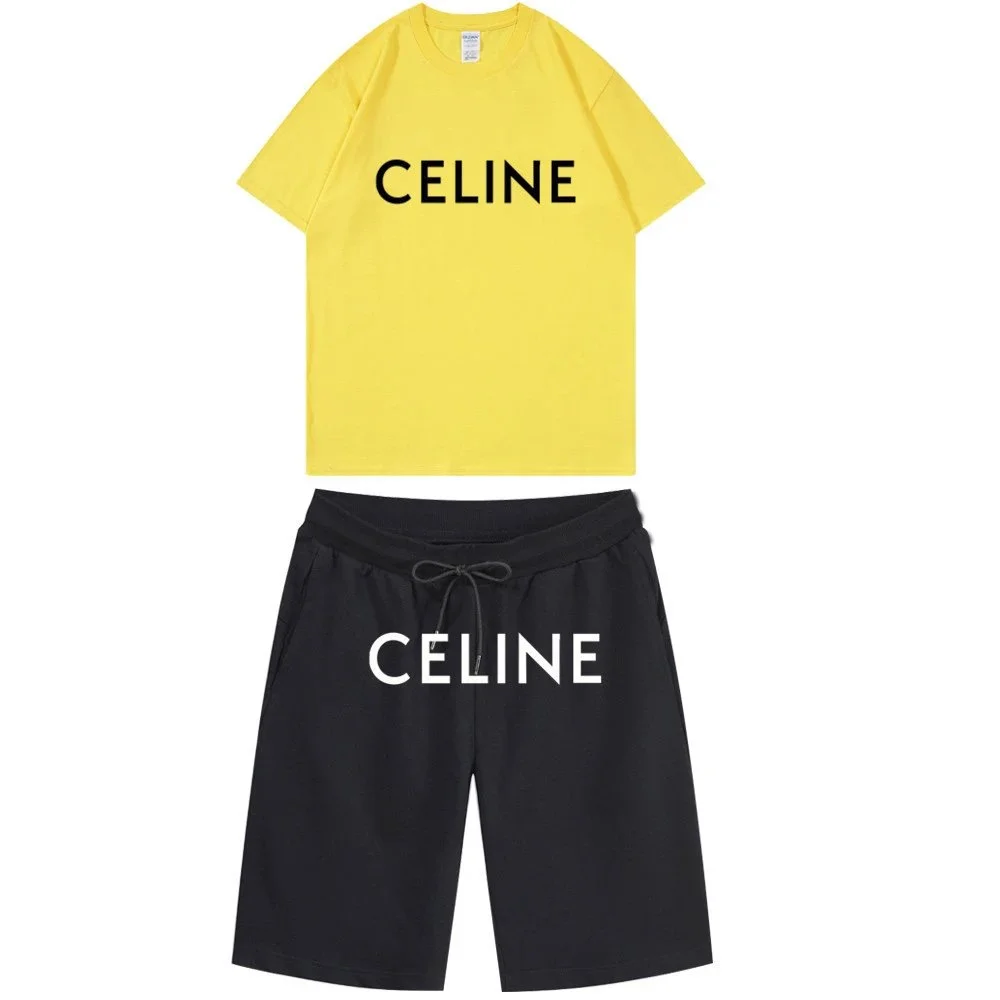 Celine Celine Classic Logo 23 Yellow/Black Co-ord Set Yellow