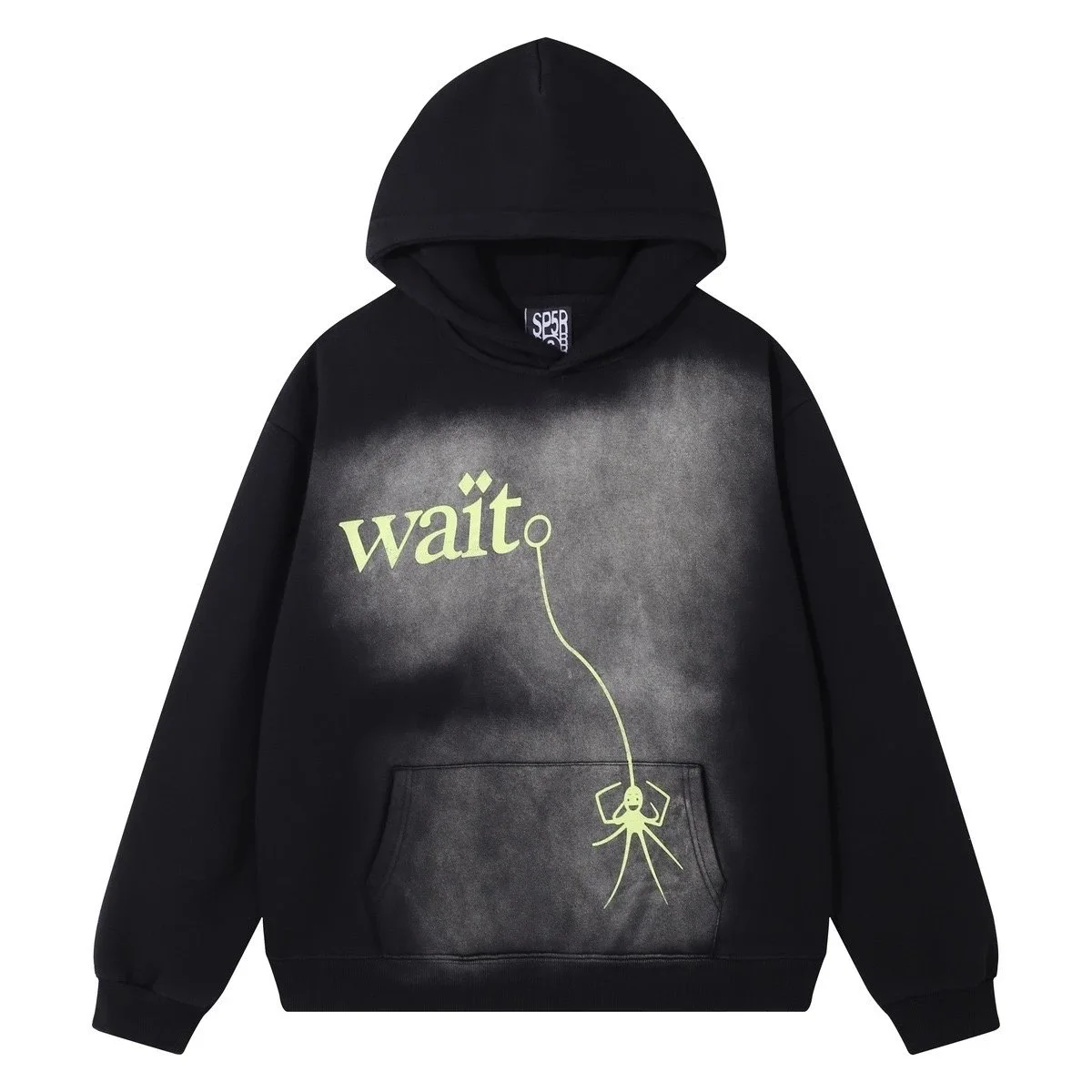 SP5DER SP5DER Wait Spider Graphic Black Fade Hoodie Black