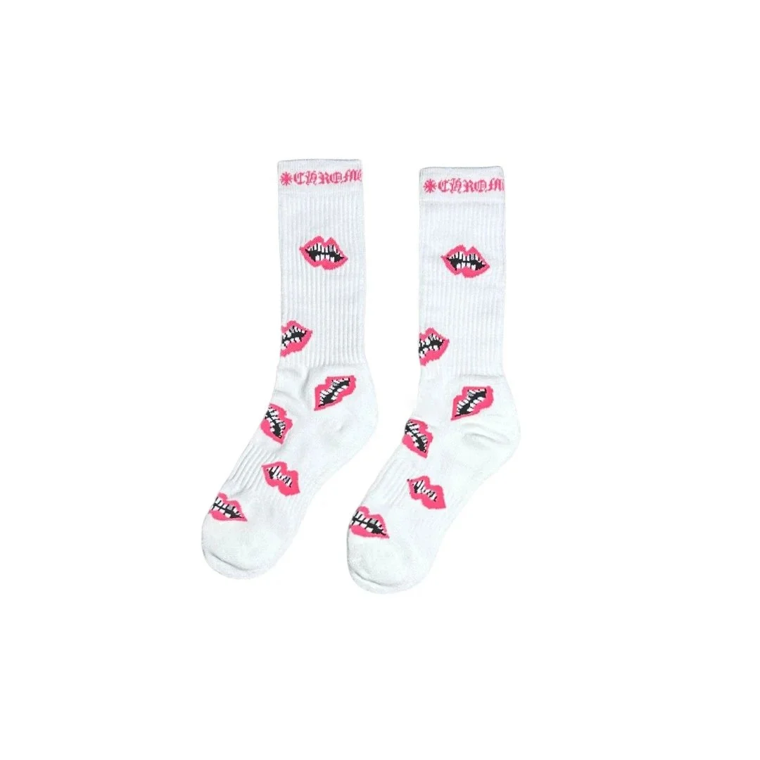 Chrome Hearts Chrome Hearts Lip Print White/Pink Socks White