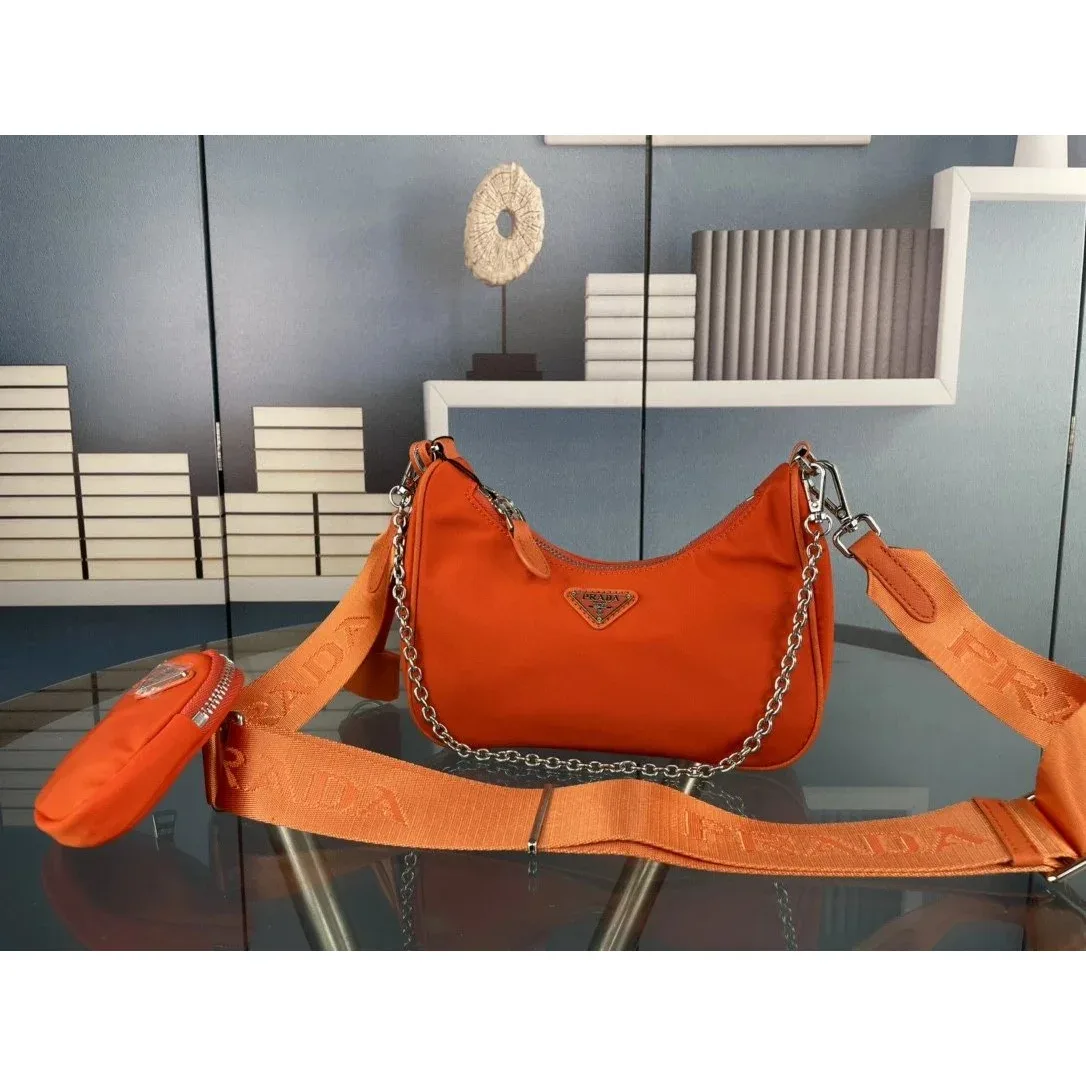 Prada Prada Re-Edition Vibrant Orange Shoulder Bag Orange