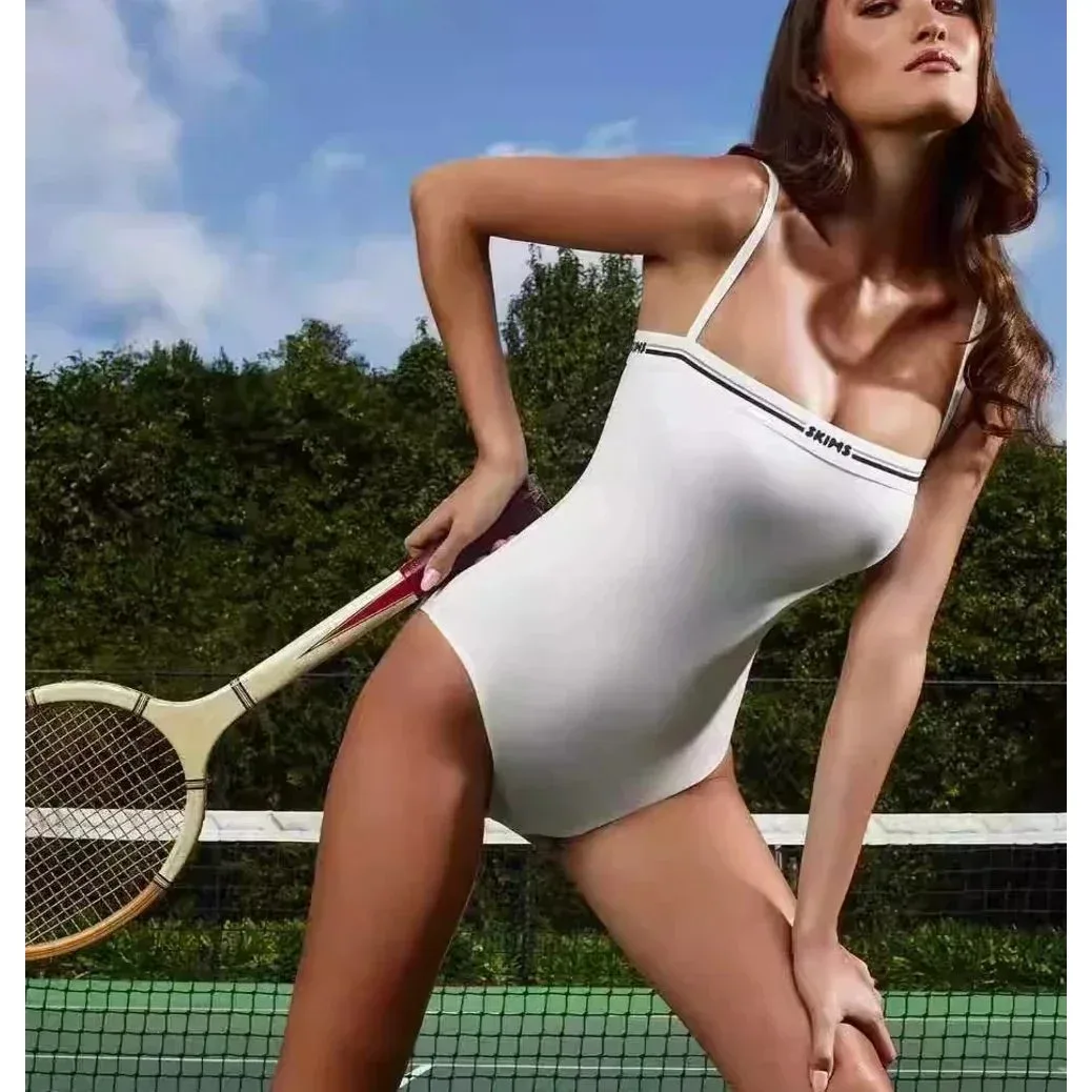 Other White One-Piece Swimsuit with Tennis Strap Design White - 1